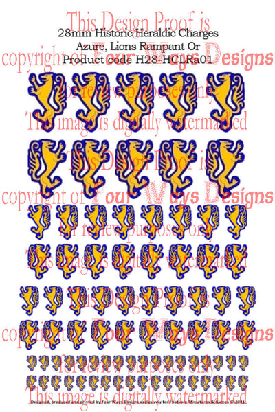 Heraldic devices - Azure, Lions Rampant